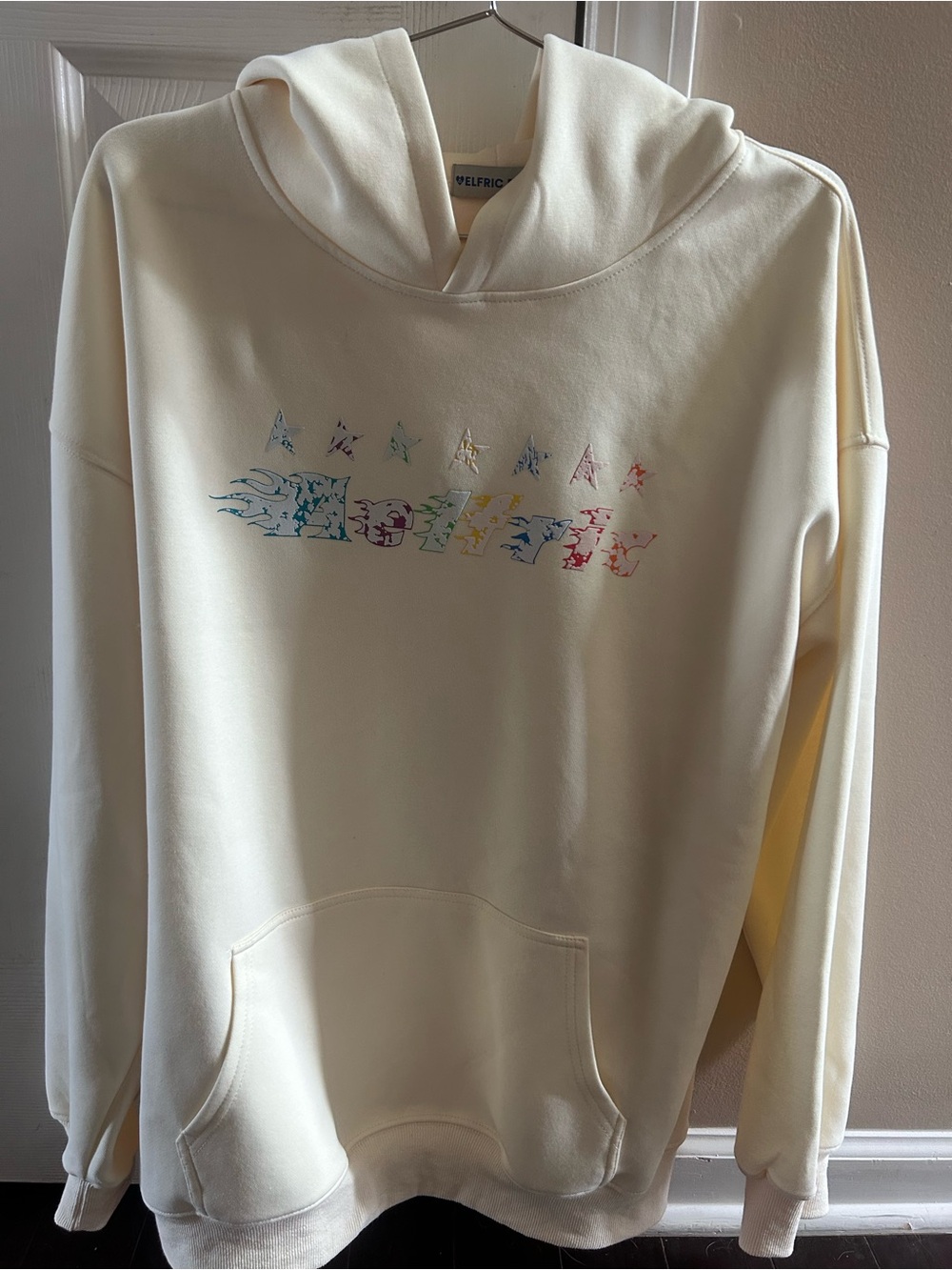 Aelfric Eden Cream Hoodie with Multicolor Graphic Medium